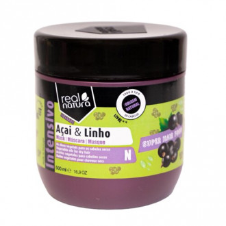 Маска Real Natura SUPER HAIR FOOD AÇAÍ E LINHO для сухого та кучерявого волосся 500 мл Маска Real Natura SUPER HAIR FOOD AÇAÍ E LINHO для сухого та кучерявого волосся 500 мл