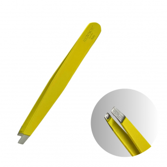 Пінцет Henbor Італія (10 см, колір: жовтий, скошений)