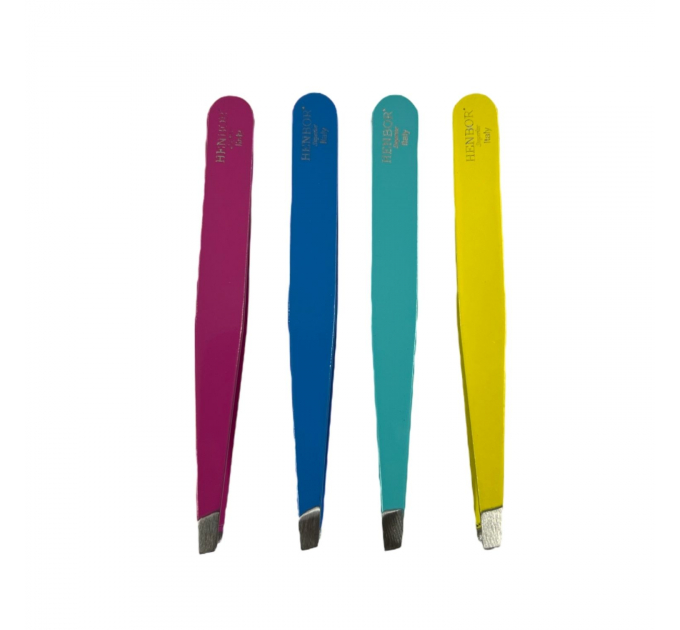 Пінцет Henbor Італія (10 см, колір: жовтий, скошений)