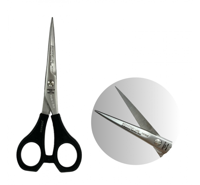 Професійні перукарські ножиці Henbor Італія (140 мм, чорна ручка)